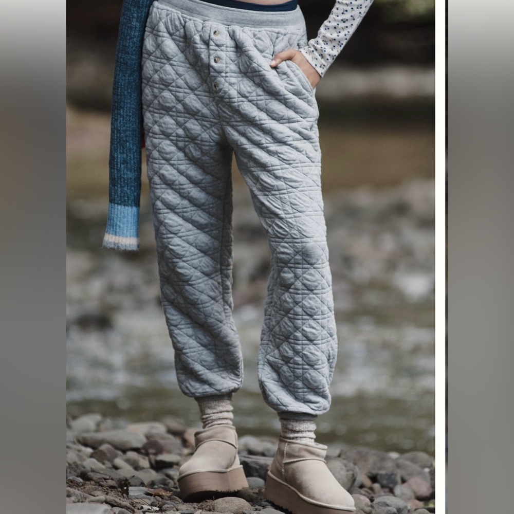 Anthropologie Gray Quilted Joggers